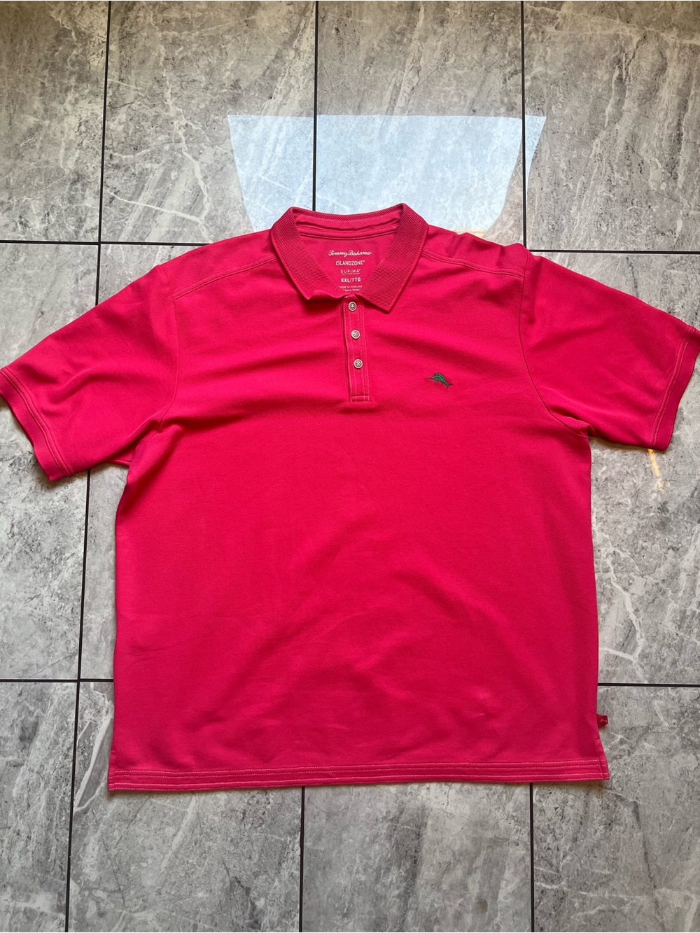 Tommy Bahama IslandZone Supima Cotton Polo Shirt Mens Pink Embroidered Marlin2XL
